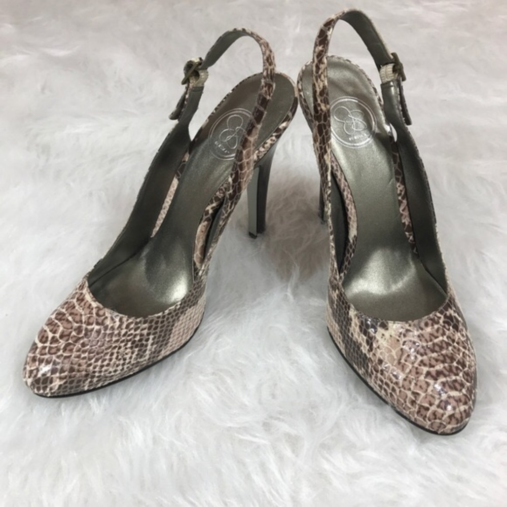 Jessica-Simpson Balessa Snake Skin Slingback